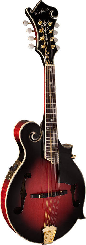 Washburn Electric Acoustic Mandolin With Hardcase All solid woods - Transparent Wine Red