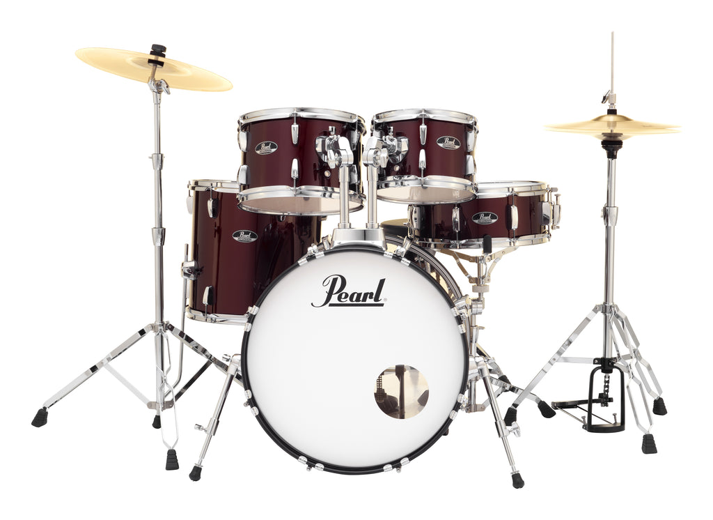 Pearl Roadshow 5-Piece Drum Set With 20" Bass Drum, Hardware & Cymbals, Red Wine