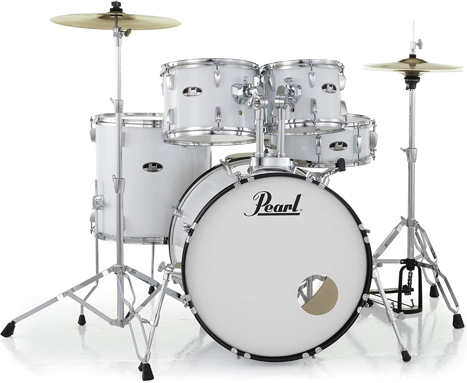 Pearl Roadshow RS525SCC33 5-Piece Drum Set With 22" Bass Drum, Hardware & Cymbals, Pure White