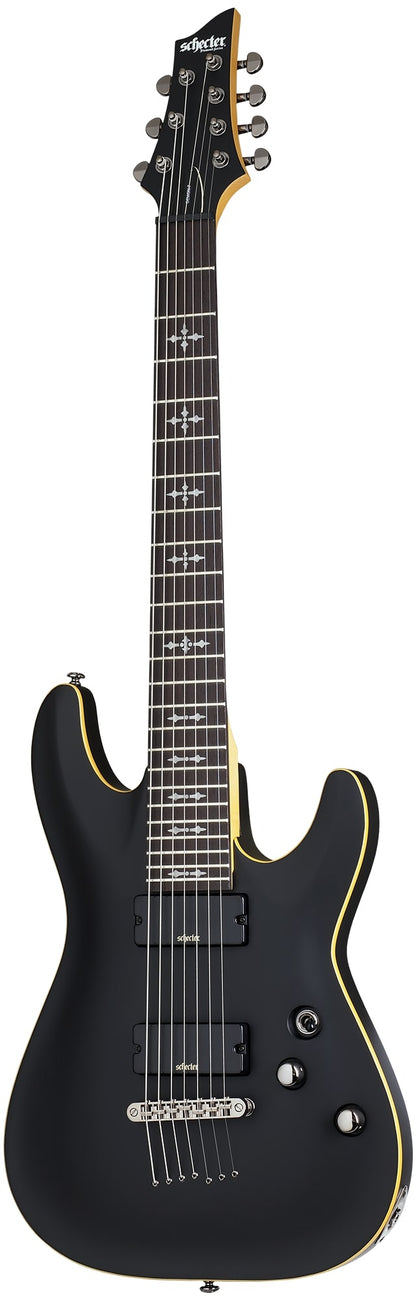Schecter Demon-7 7-String Electric Guitar in Aged Black Satin