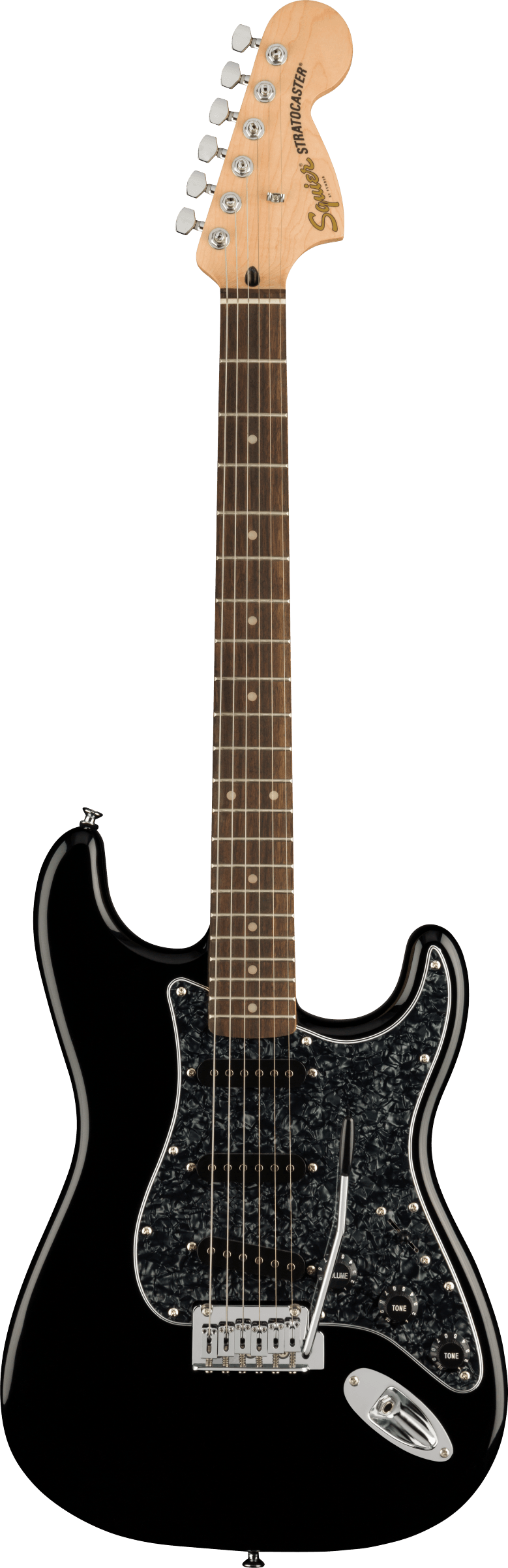 Squier Limited Edition Affinity Series® Stratocaster With Black Pearloid Pickguard in Black
