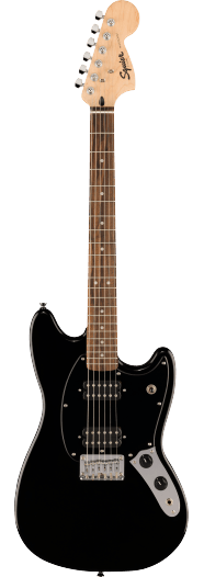 Squier Sonic Mustang HH in Black With Black Pickguard