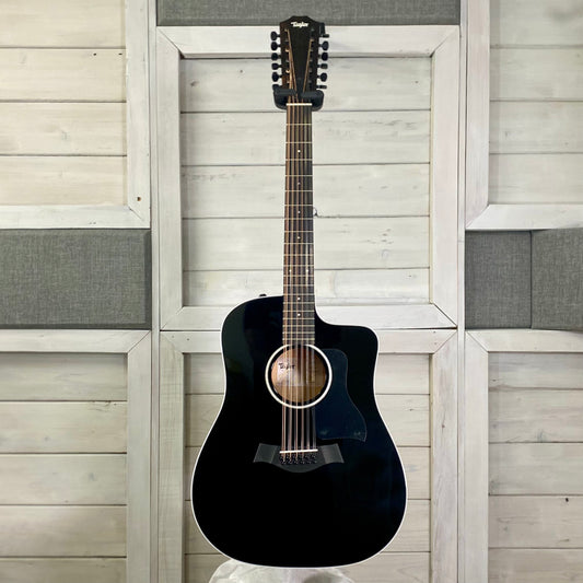 Taylor Guitars 250ce-BLK Plus Maple/ Spruce Electric Acoustic 12 String Guitar in Black