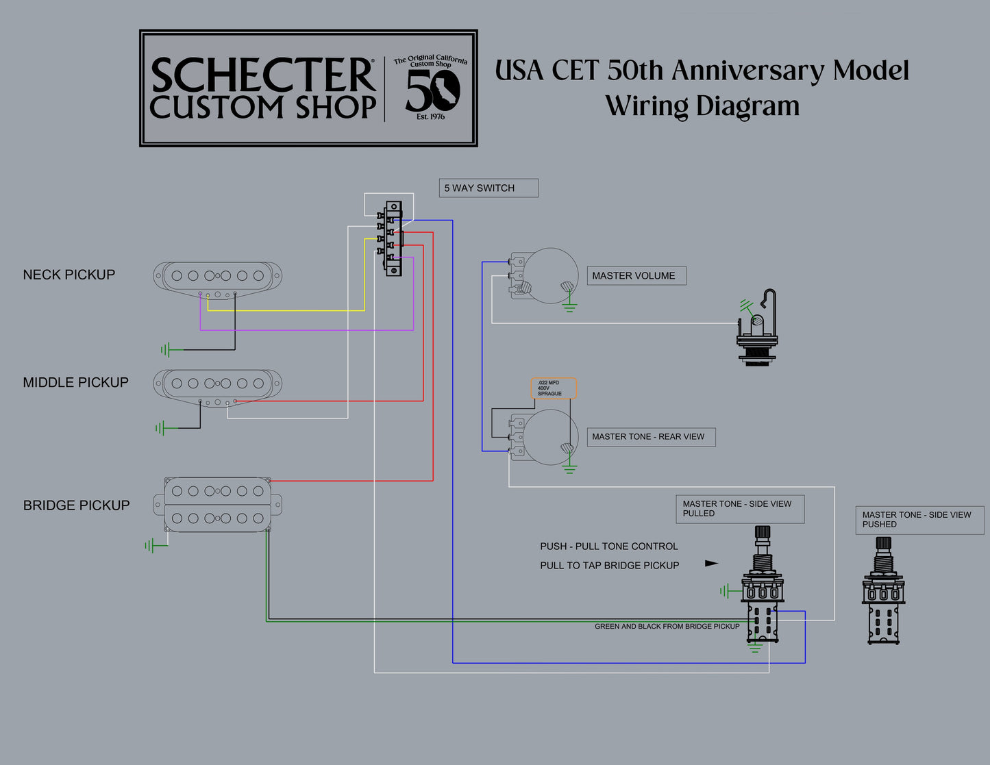 USA CET 50th Anniversary Schecter Limited Edition 7400-SHC Custom Shop