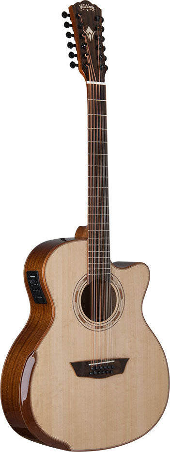 Washburn Comfort Deluxe Series 12 String Electric- Acoustic Guitar Natural With Arm Bevel