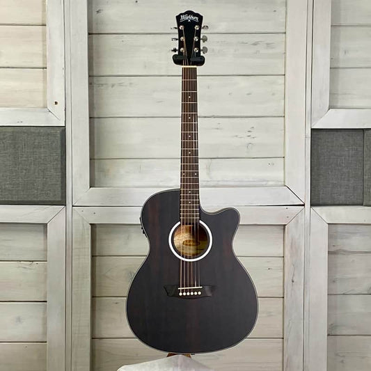 Washburn DFEACE Deep Forest Auditorium Electric Acoustic Guitar Striped Ebony