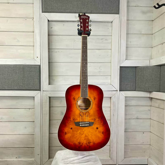 Washburn  Deep Forest Burl Dreadnought Acoustic Guitar in Amber Fade