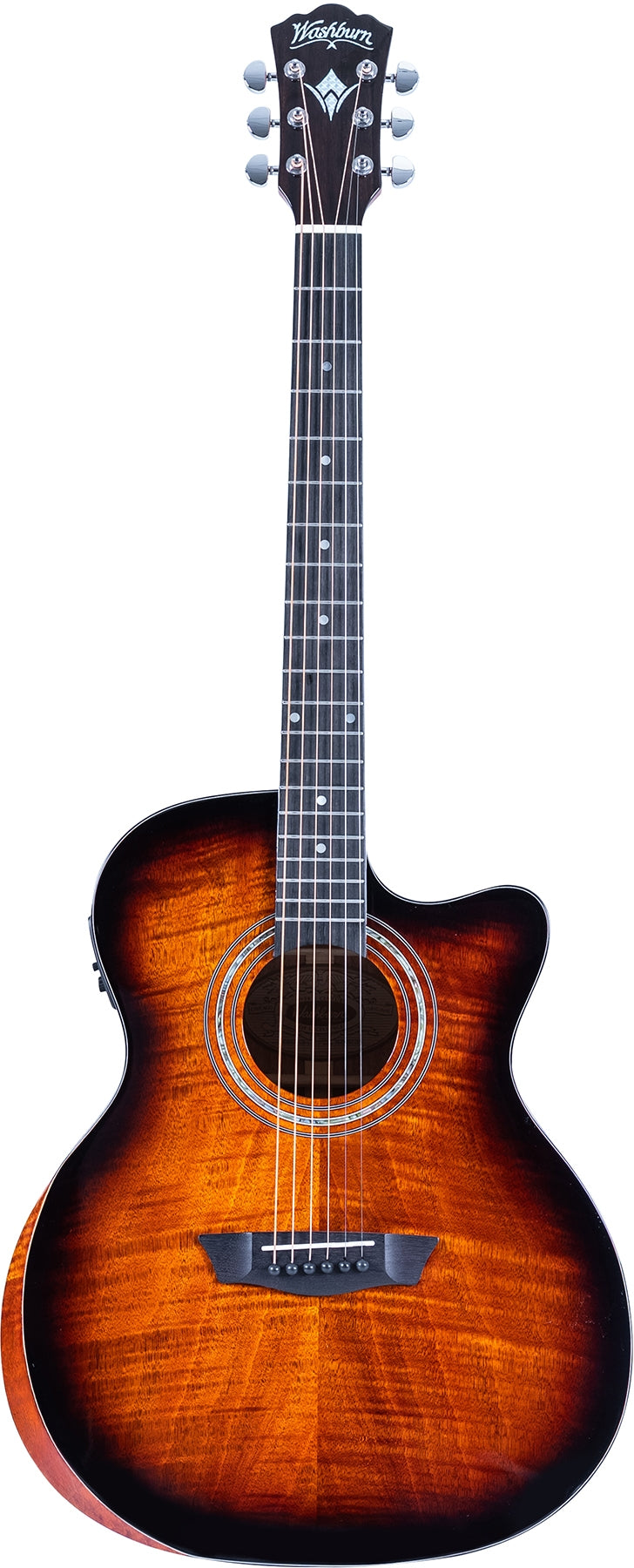 Washburn WCG12FCE Comfort Grand Auditorium Cutaway Acoustic Electric Guitar in Cognac Sunburst front