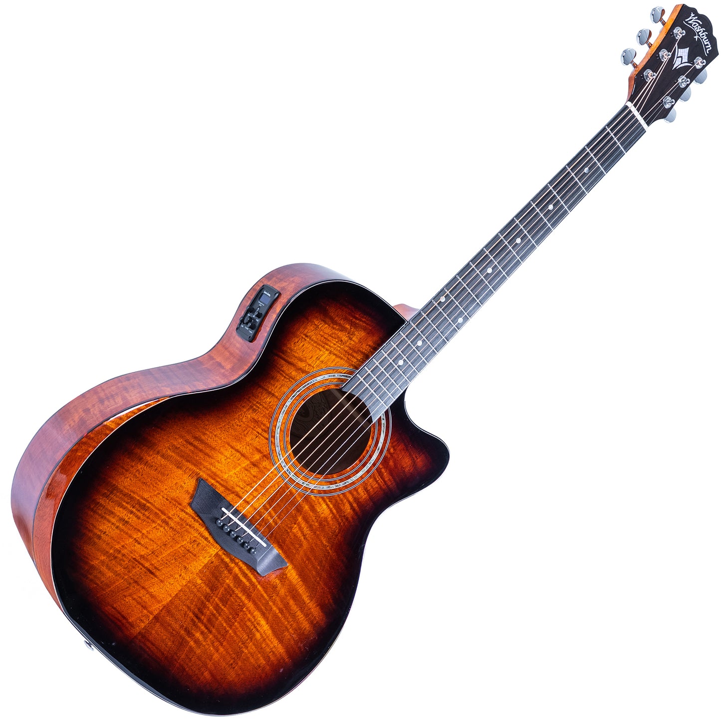 Washburn WCG12FCE Comfort Grand Auditorium Cutaway Acoustic Electric Guitar in Cognac Sunburst