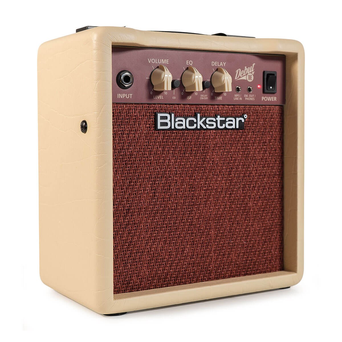 Blackstar Debut 10E in Cream – angled view