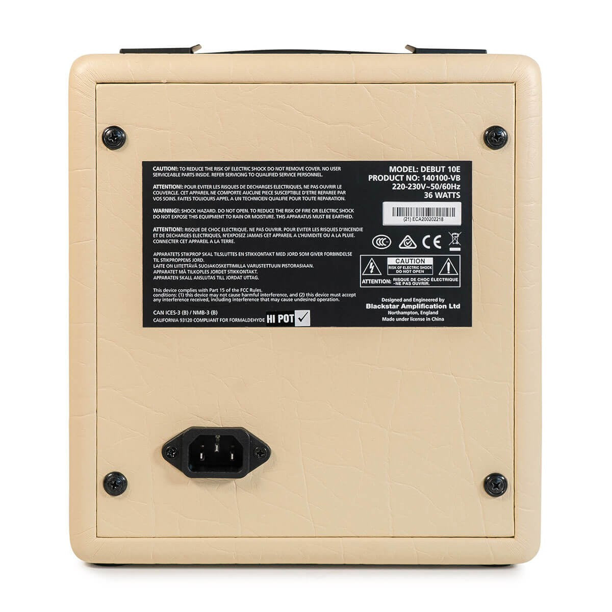 Blackstar Debut 10E in Cream – rear view