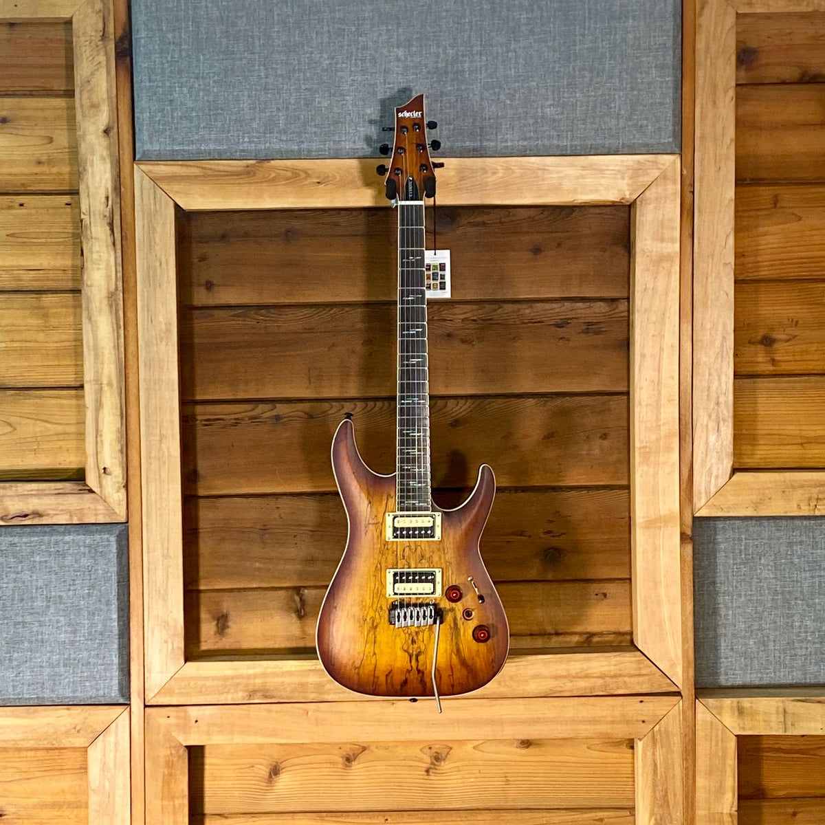 Schecter C-1 Exotic Spalted Maple Electric Guitar in Satin Natural Vintage Burst