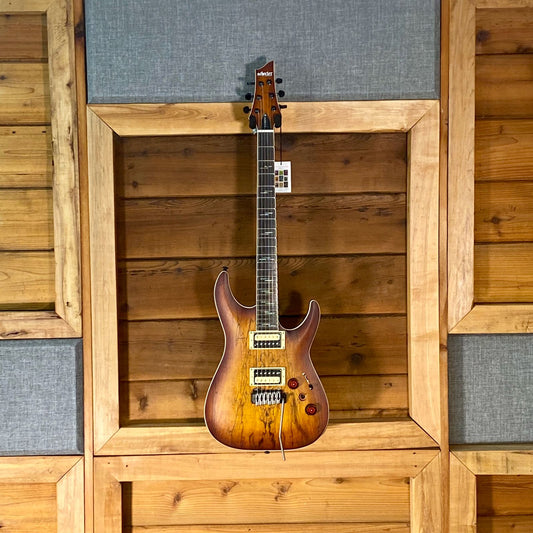 Schecter C-1 Exotic Spalted Maple Electric Guitar in Satin Natural Vintage Burst