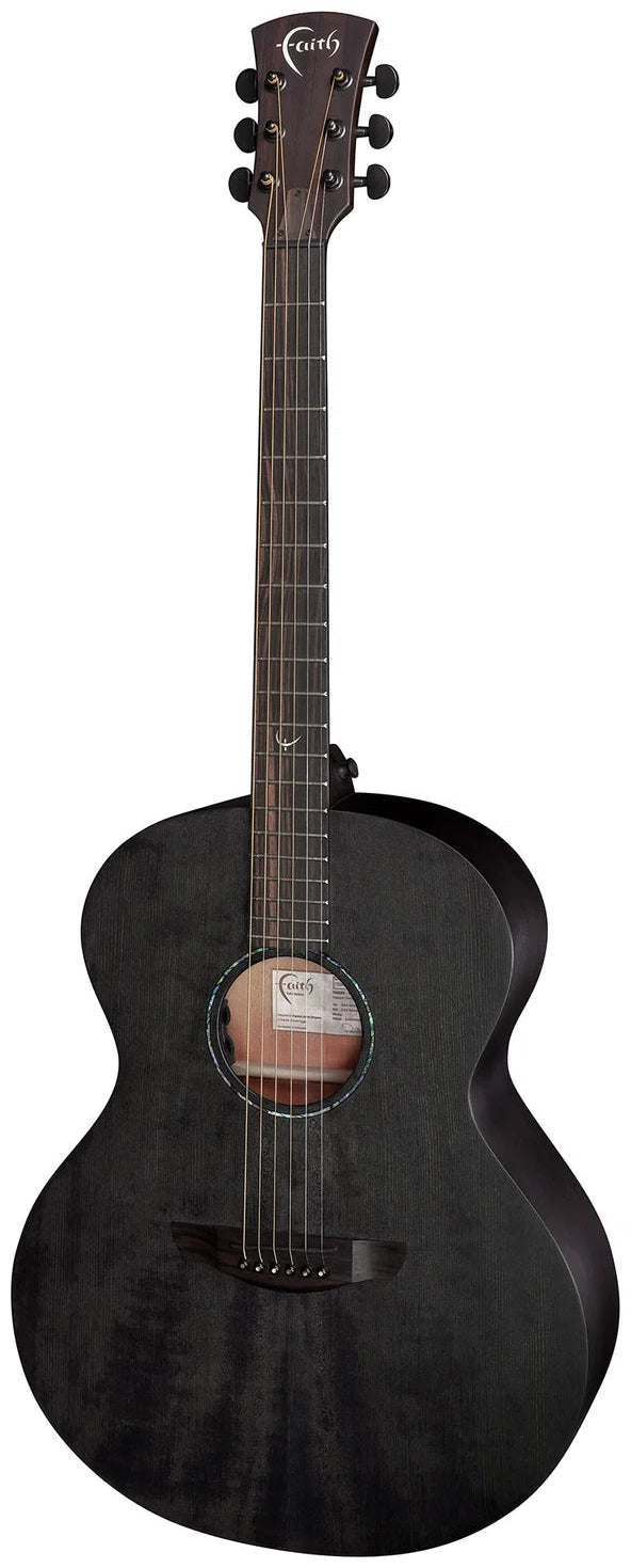Faith Guitars Naked Neptune Electric / Acoustic Guitar, Black Stain Pre Order