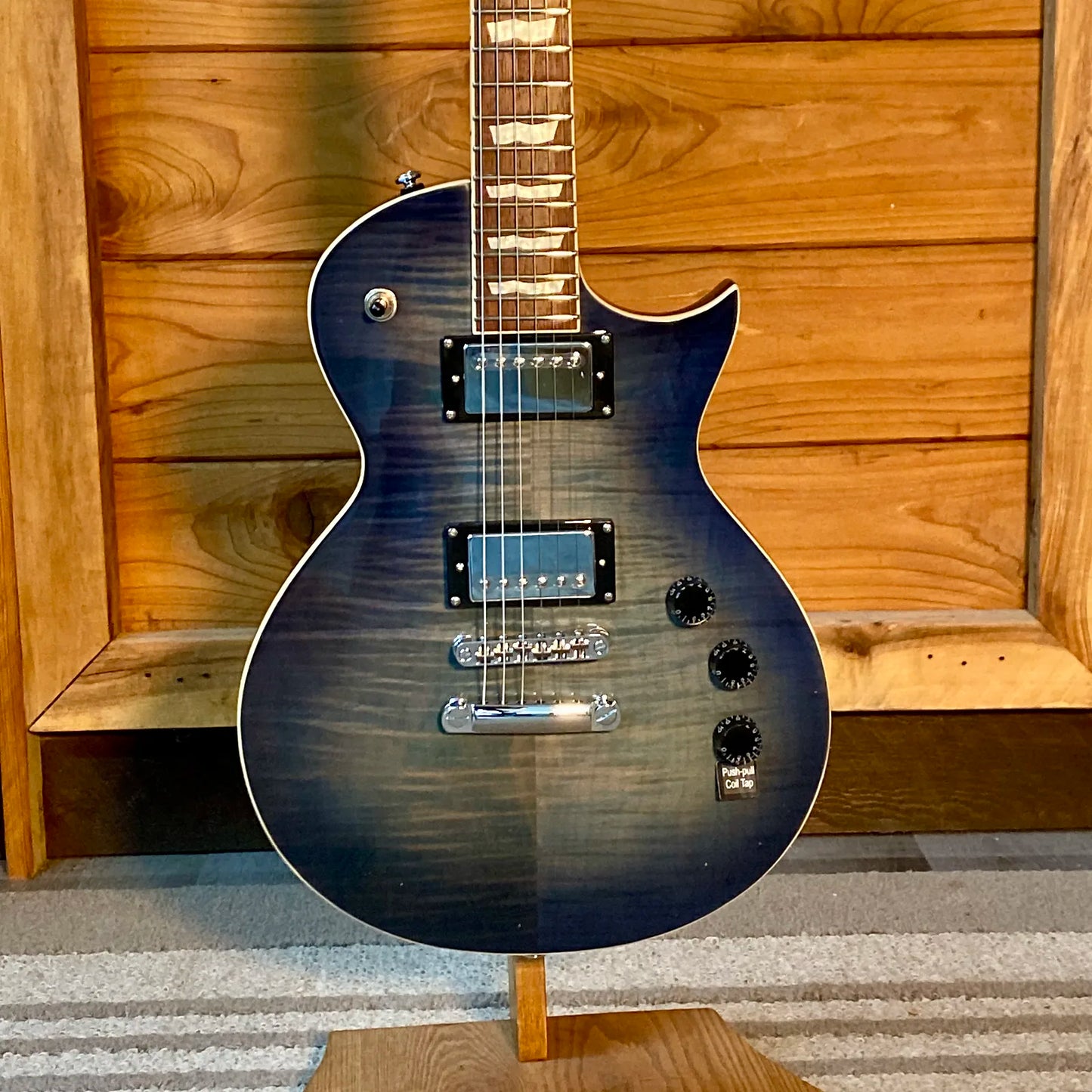 LTD EC-256FM Electric Guitar in See Thru Cobalt Blue Flame Maple