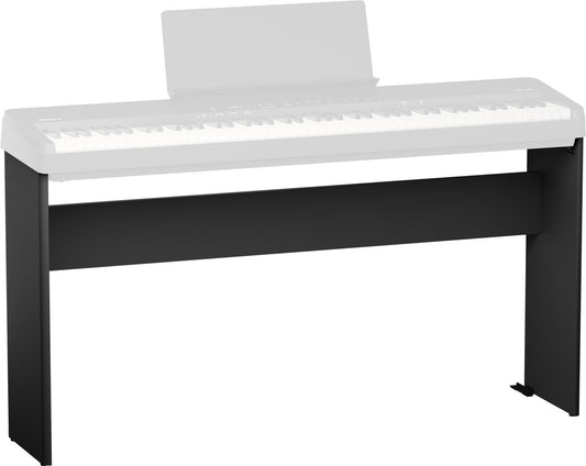 Roland KSF-40 black stand shown with an FP-40 piano (piano sold separately)