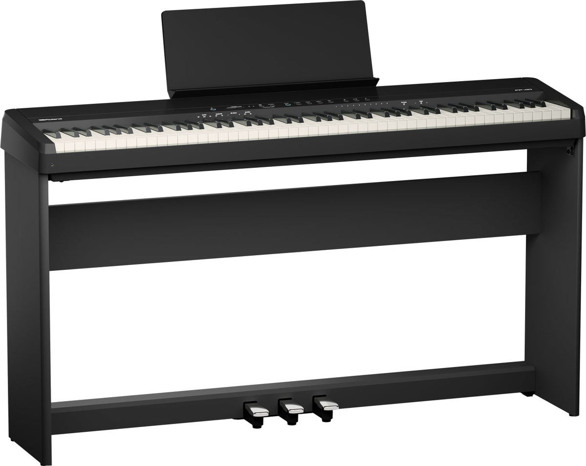 Roland FP-40 black on the KSF-40 stand with the KPD-70 pedal unit (piano and pedal unit sold separately)