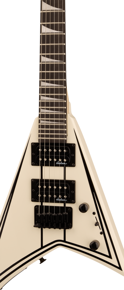 Jackson JS Series RR Minion JS1XM 2/3 Size Electric Guitar In Snow White With Black Pinstripes – view 4