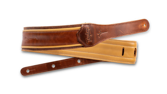 Taylor Spring Vine 2.5" Leather Guitar Strap - Medium Brown