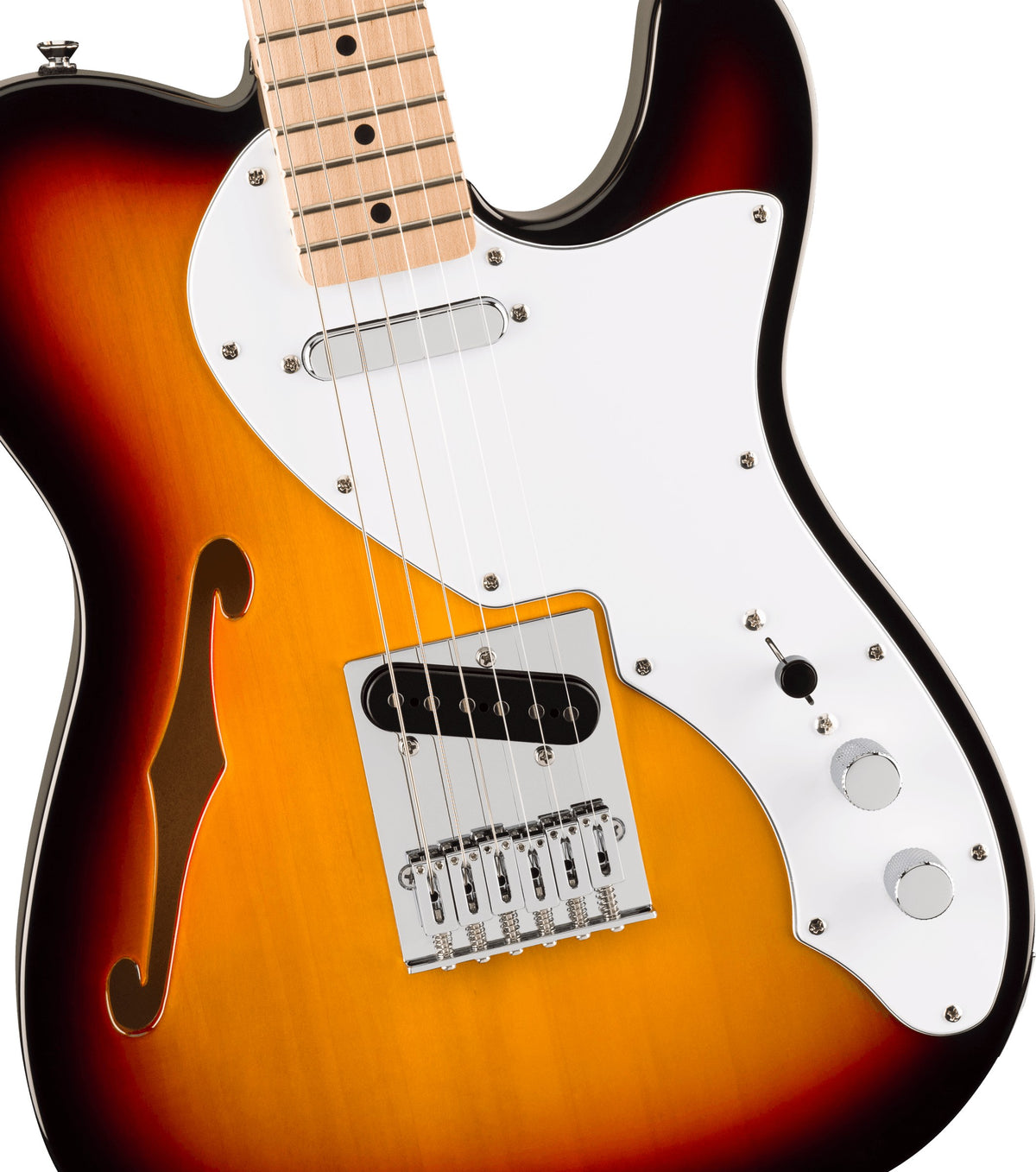 Squier Affinity Series Telecaster Thinline electric guitar in 3-Color Sunburst – view 3