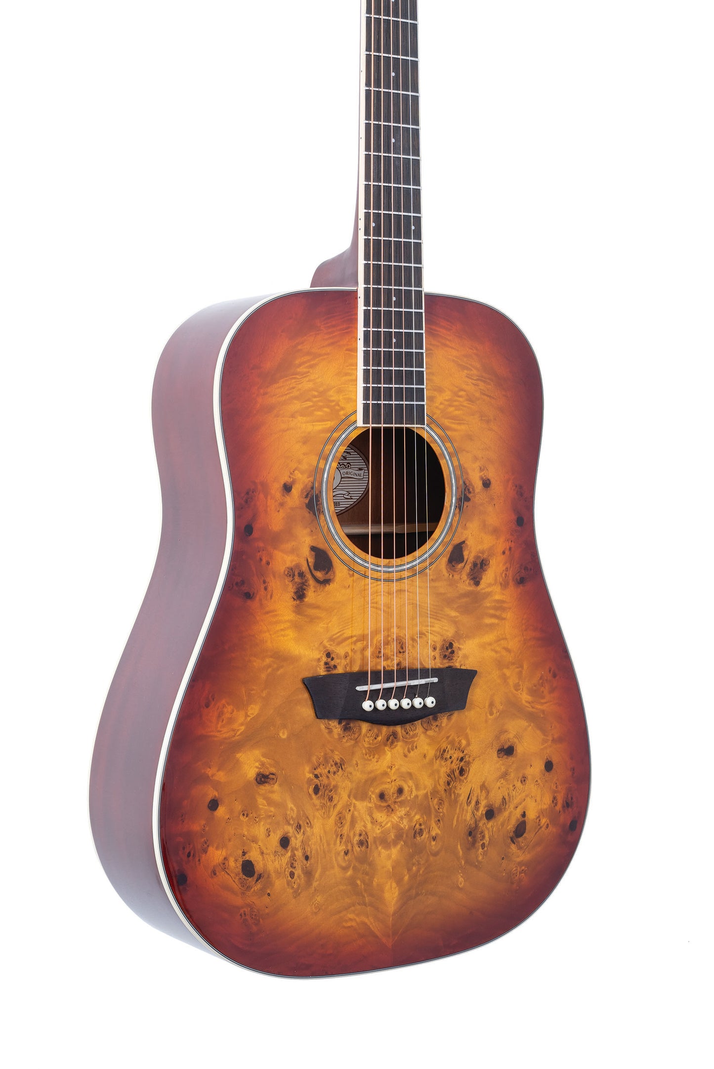 Washburn  Deep Forest Burl Dreadnought Acoustic Guitar in Amber Fade