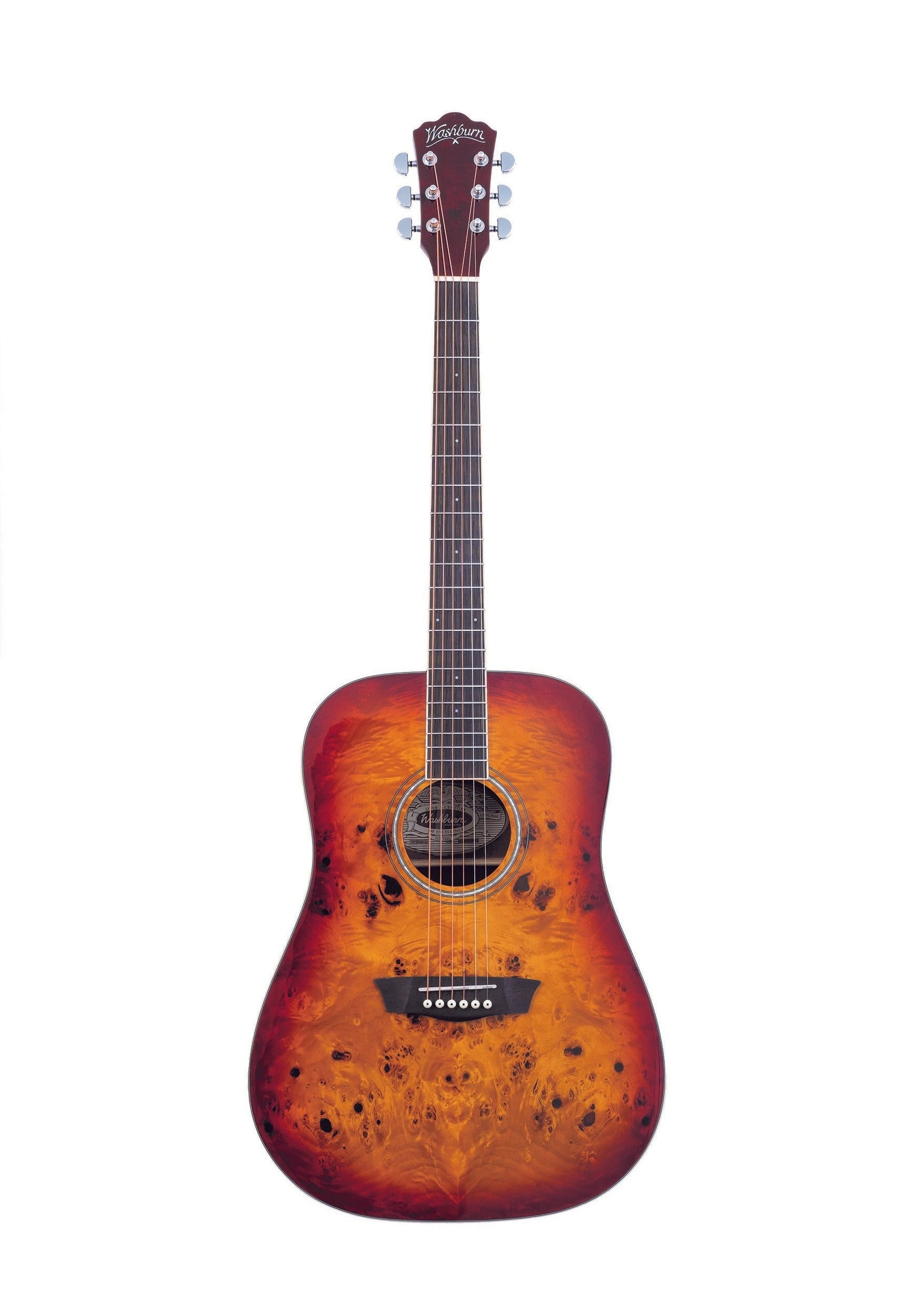 Washburn  Deep Forest Burl Dreadnought Acoustic Guitar in Amber Fade