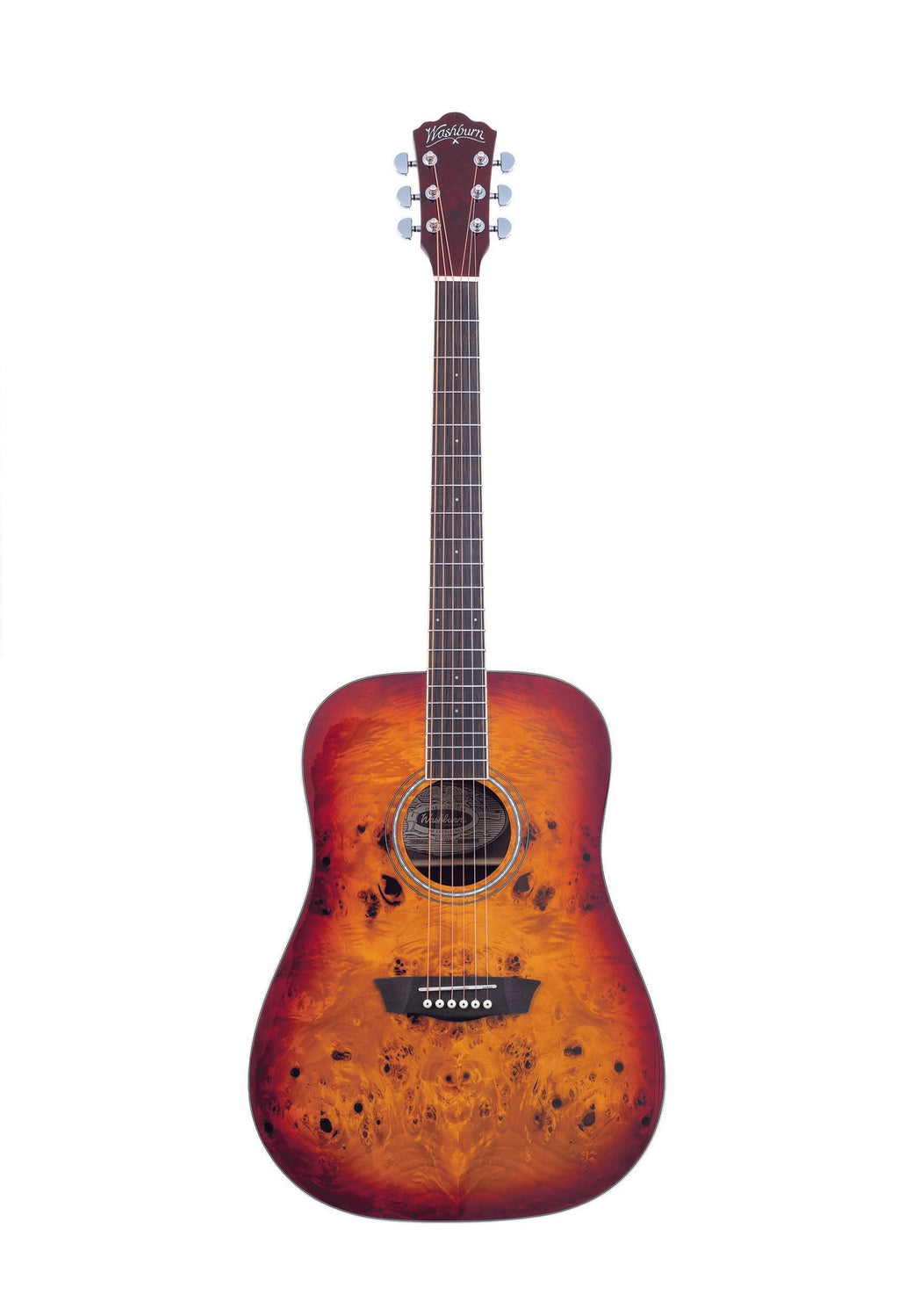 Washburn  Deep Forest Burl Dreadnought Acoustic Guitar in Amber Fade