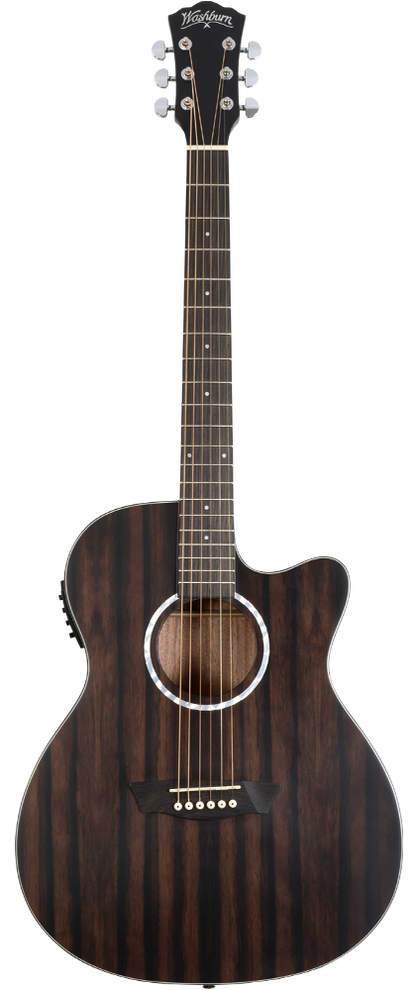 Washburn DFEACE_U Deep Forest Auditorium Electric Acoustic Guitar Striped Ebony