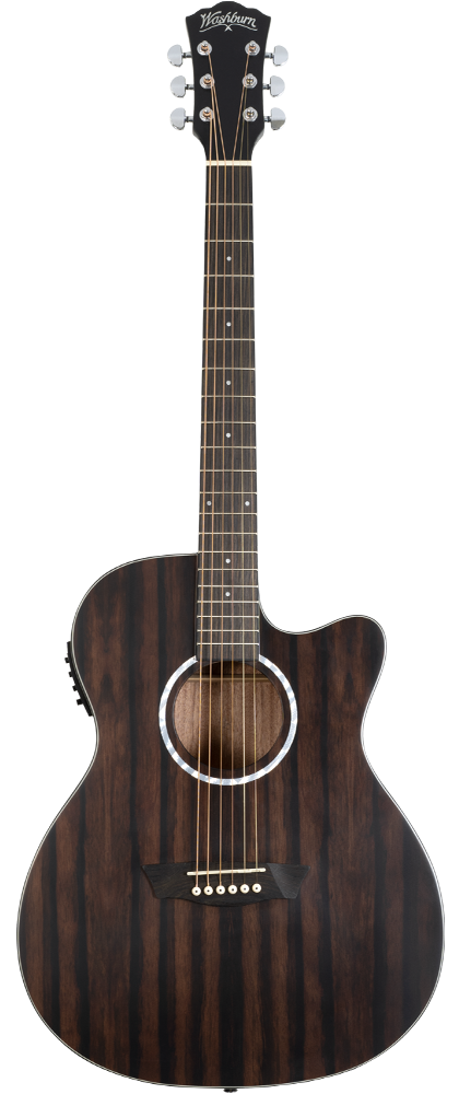 Washburn DFEACE_U Deep Forest Auditorium Electric Acoustic Guitar Striped Ebony