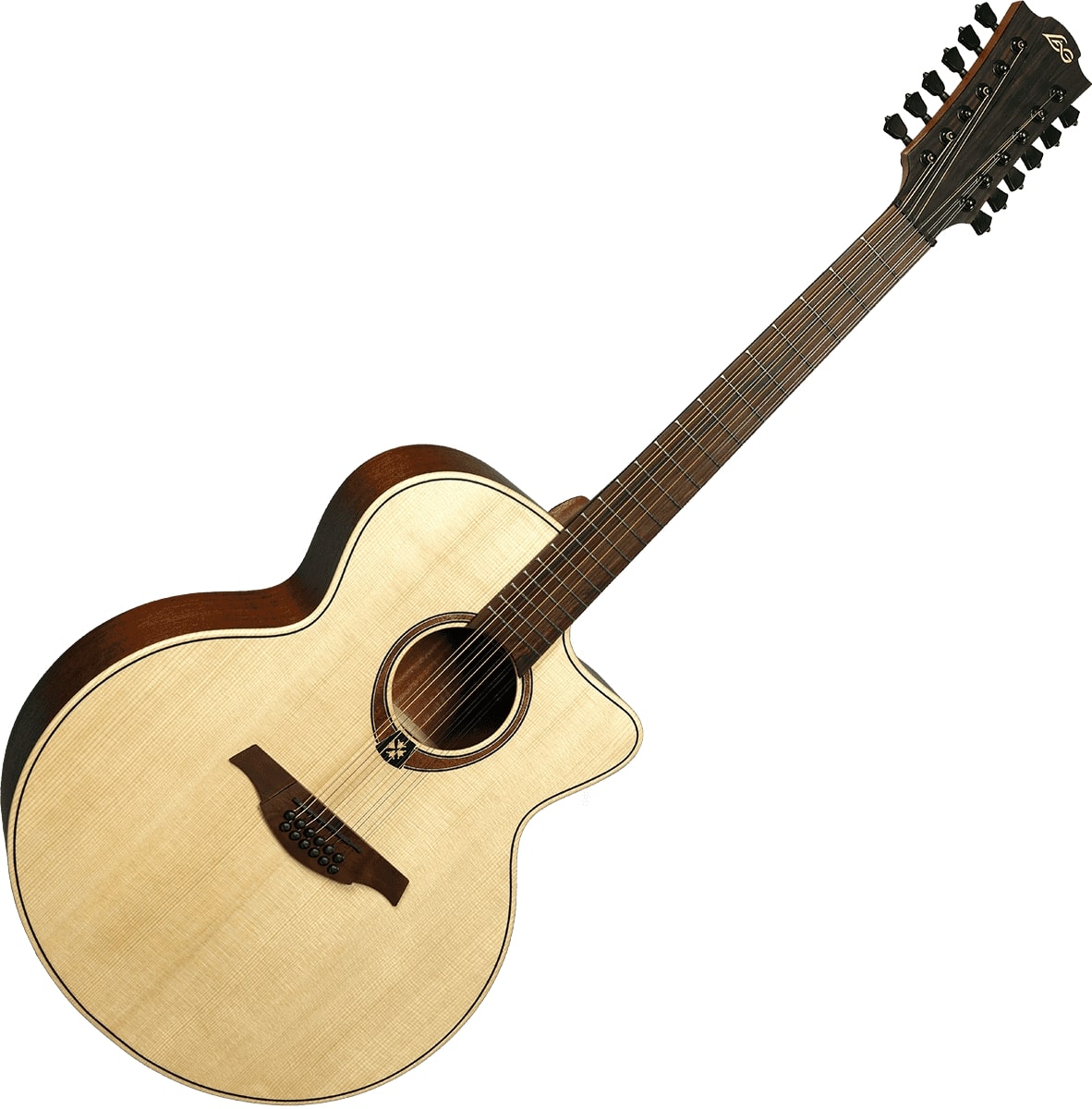 LAG Guitars Tramontane 177 12-String Jumbo Electric Acoustic Guitar, Satin