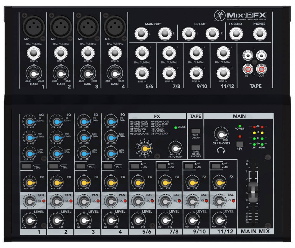 Mackie MIX12FX 12 Channel Compact Mixer with Effects